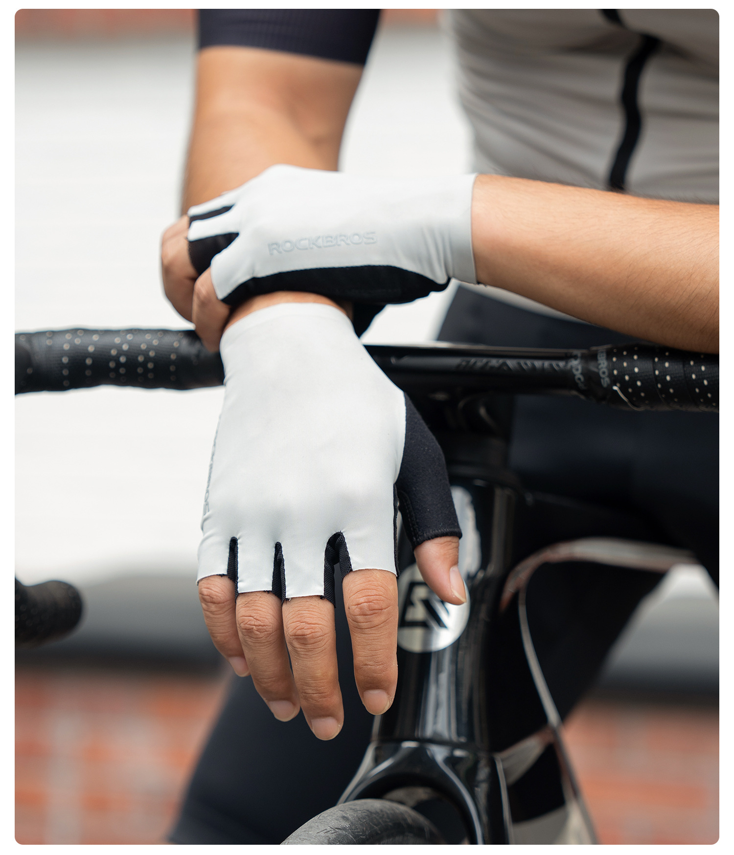 Gants de cyclisme Rock Brothers pour VTT, mi-longs, à doigts courts, antidérapants et absorbant les chocs, unisexes._voghion.com