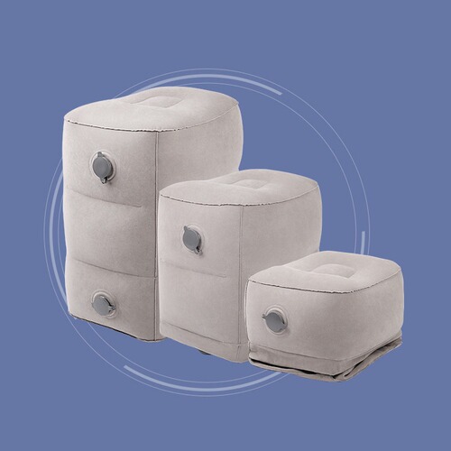 Portable inflatable footrest for cars and airplanes, flocking adjustable three-layer PVC footrest, multifunctional quick inflatable footrest