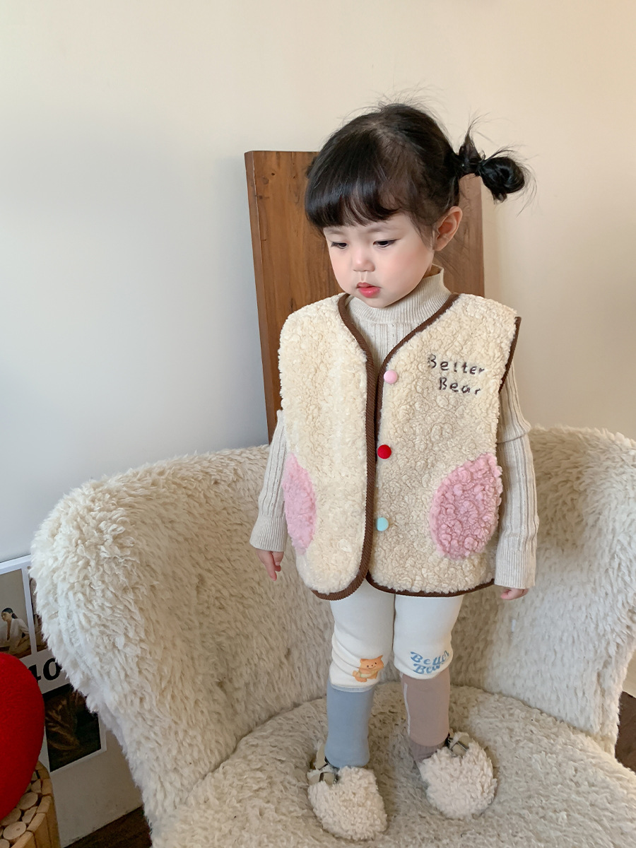 Sugar Pear ropa infantil para niñas y leggings de terciopelo 2024 otoño y invierno nuevos niños coreanos pantalones de otoño más gruesos pantalones de bebé