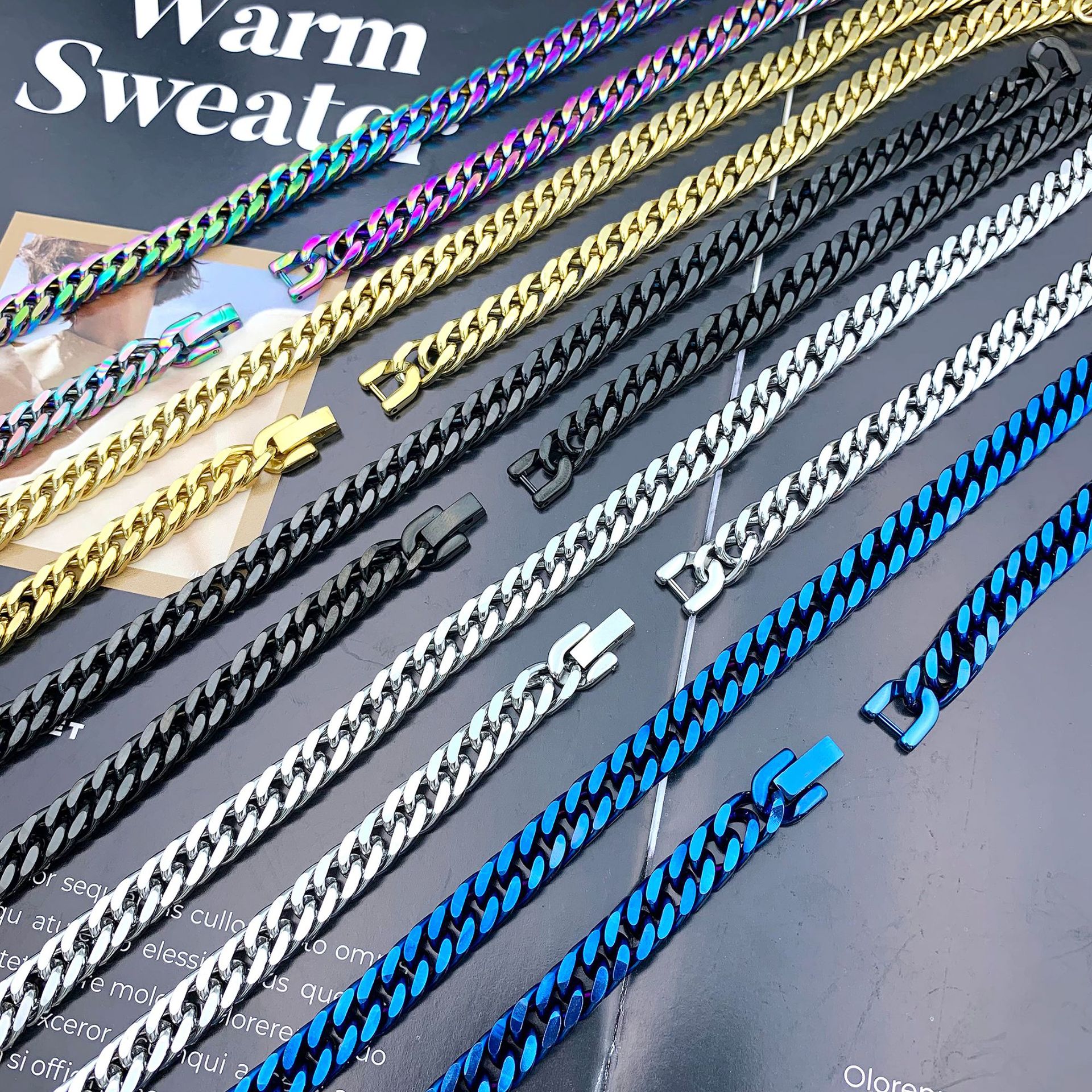40g Weight Bracelets Classification Titanium Steel Chain Material Cuban Link Chain Curb Chain Chain Type 1 Piece Quantity Daily Occasion Titanium Steel Material Geometric Pattern All Seasons Season Men's Gender Hip-Hop Style Hip-Hop Geometric Titanium Steel Men's Bracelets Men's Chain Bracelets 13