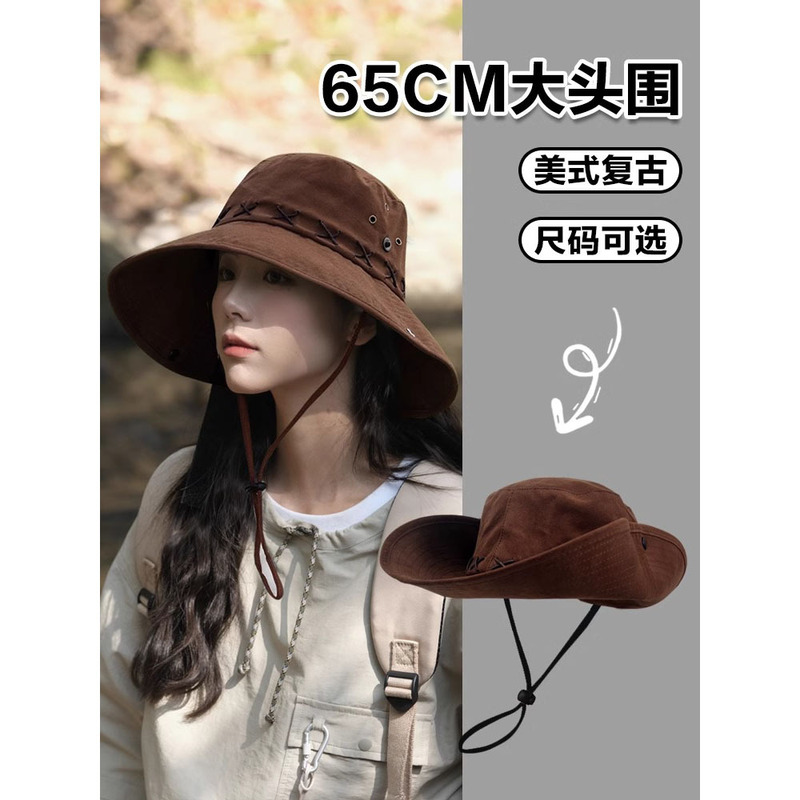 Large Head Circumference Sun Protection Hat 2026 New Model Hiking Hat Large Size Fisherman Hat Outdoor Western Cowboy Hat Large Sun Hat