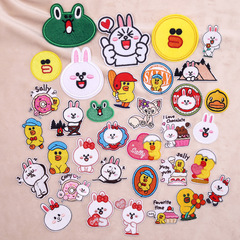 Hot melt glue cartoon white rabbit embroidery patch, embroidery patch, frog computer embroidery label, bag packaging decoration sticker