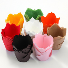 纯色郁金香蛋糕底托 一次性耐高温火焰杯 报纸款防油纸玛芬蛋糕杯