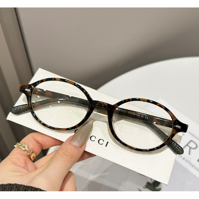 Tr Oval-Shaped Frames Can Be Customized with Prescription Lenses, High-End Tortoiseshell Glasses for Women, Plain Eyeglass Frames
