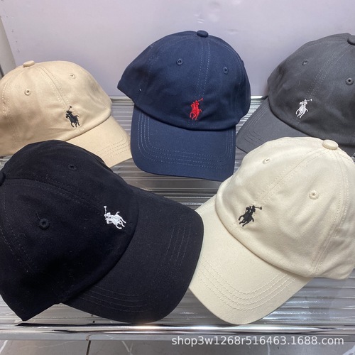 Upgraded version of genuine leather buckle polo hat retro pony soft top baseball cap for men and women spring and summer versatile washed peaked cap