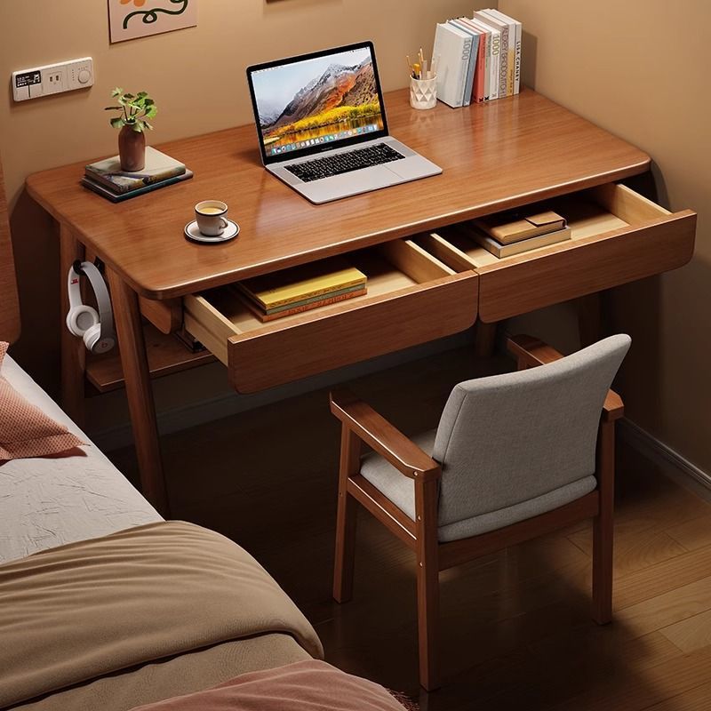 Solid wood desk home bedroom desk small apartment student learning…