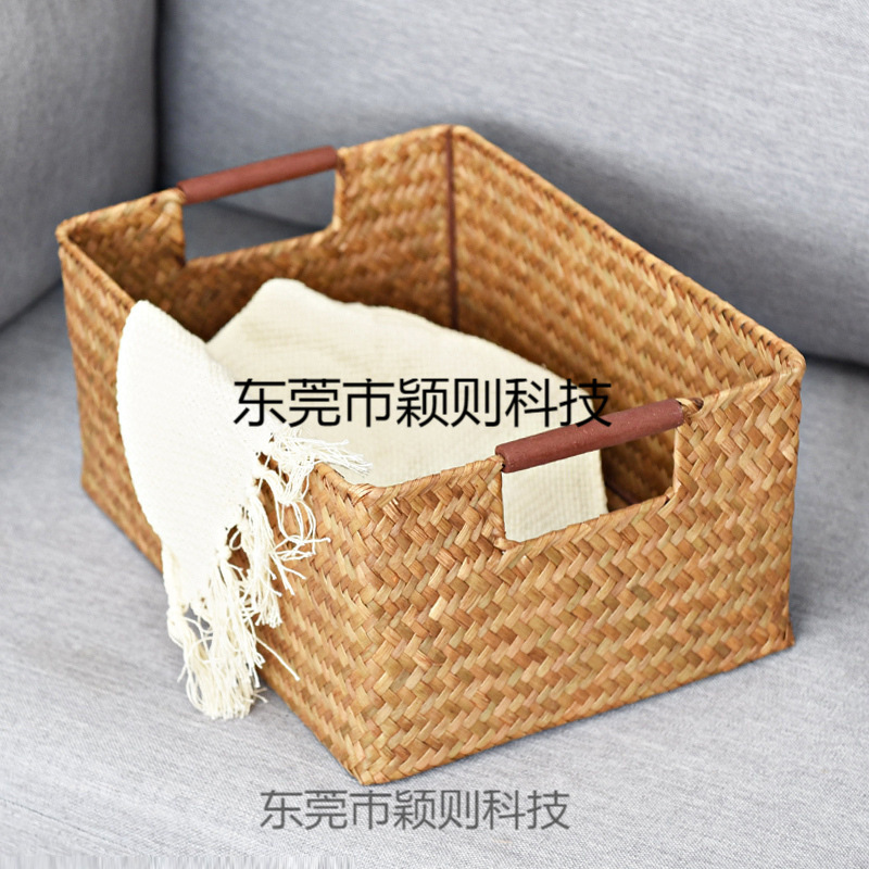 2025款海木把抽屉收纳筐竹编大号整理筐杂物编藤编筐家居竹篮包邮