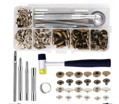 831#金屬四合扣紐扣15MM羽絨服按扣20套2色扣子工具錘子套裝盒裝