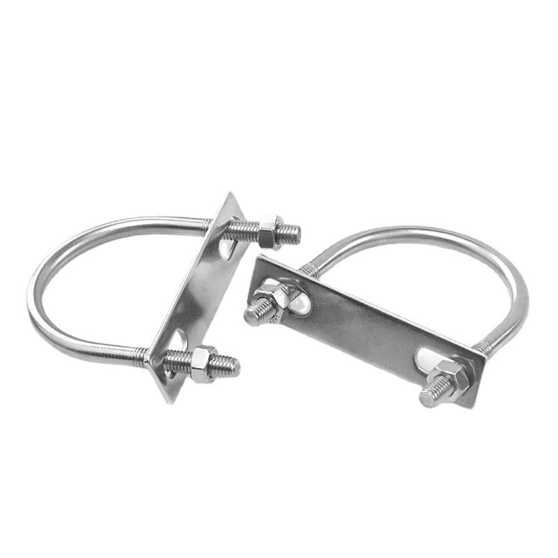 304不锈钢加长u型螺丝带挡板垫片u型管卡U型螺栓方形箍骑马管箍M8
