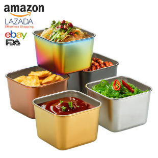 Cross-border exclusive 304 stainless steel sauce cup square salad cup in stock tomato snack cup sauce dish dip dish
