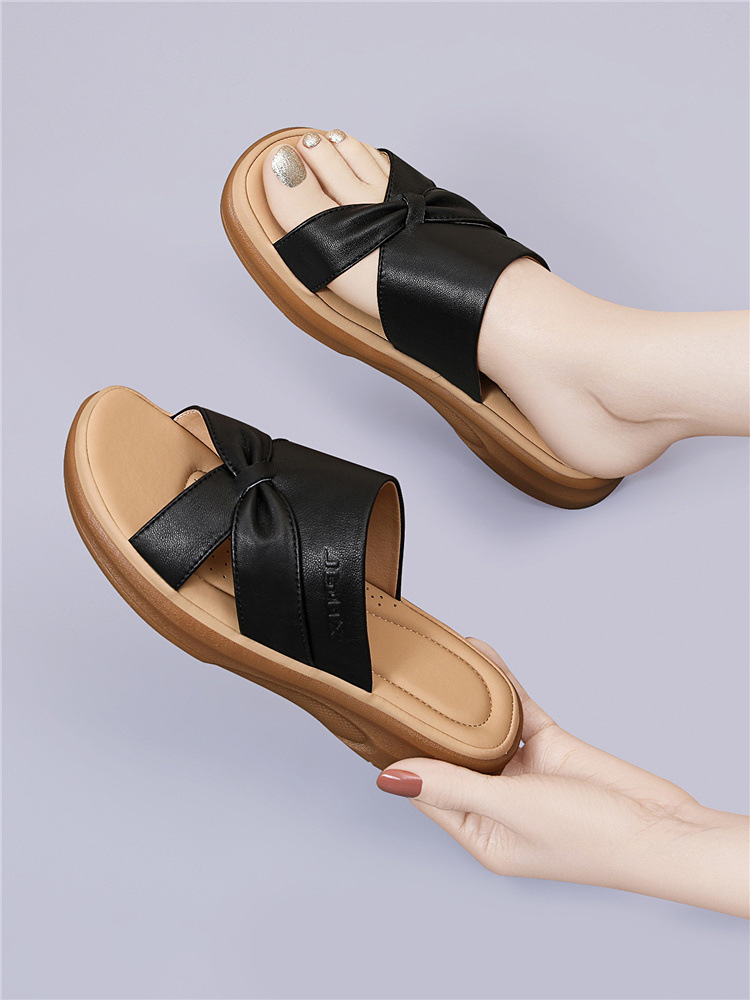 Dép sandal nữ đế dày xỏ ngón tiện lợi phong cách đơn giản cao cấp 2026 — 6054 Màu be, 6054 Da đen chi tiết 8