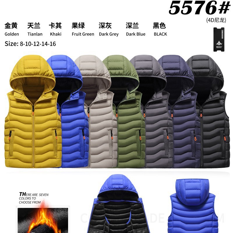 Chaleco de costilla transfronteriza para niños Chaqueta de algodón engrosada forrada de lana para niños grandes con capucha de algodón raqueta de algodón ropa para niños europeos y estadounidenses al por mayor