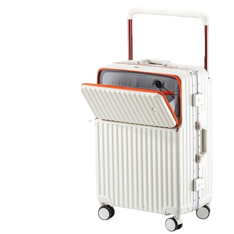 2025 marco de aluminio para equipaje, apertura frontal, caja de contraseña de varilla de tracción multifuncional de gran capacidad, rueda silenciosa para estudiantes, rueda amortiguadora