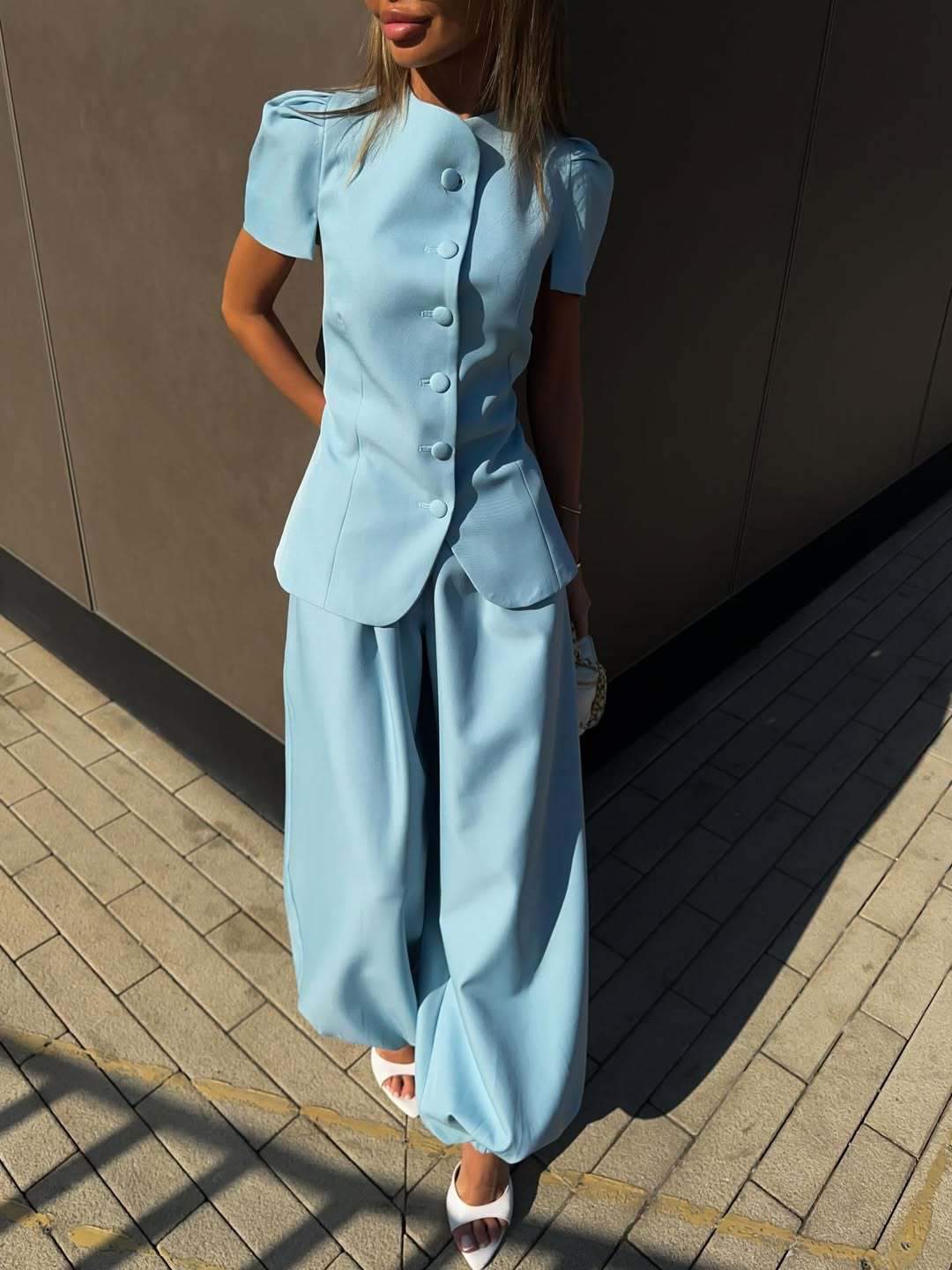 Elegant Women's Two-Piece Set: Blazer Style Jacket With High-Waisted Wide-Leg Trousers, Trendy Suit Outfit_ecoleips.com