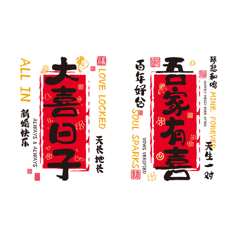 2025结婚厨房布置玻璃门防水防油贴纸一次性耐高温家用贴纸装饰|undefined