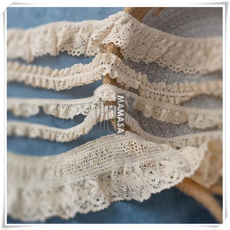 RY新款 弹力棉线边松紧编织皱褶蕾丝花边DIY衣服边裙边袖口发饰礼