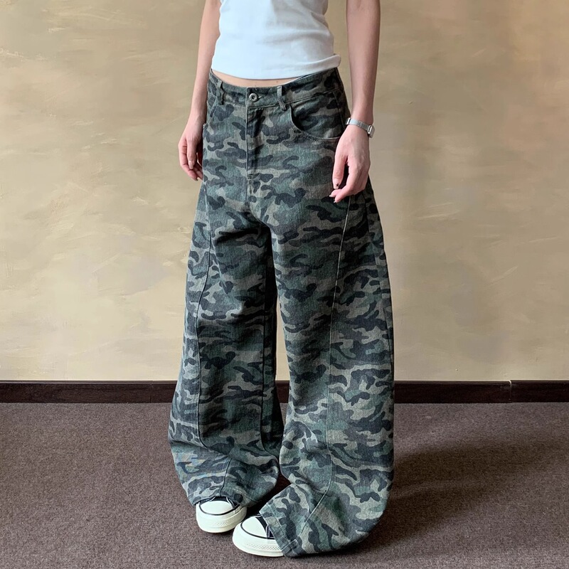 Cross-Border New American Retro Reverse-Wear Dirty Jeans for Men and Women Loose Washed Distressed Trendy Straight Jeans