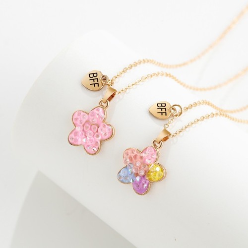 Cross-border creative children's jewelry set cartoon small flowers alloy drip oil necklace earrings two-piece set accessories wholesale