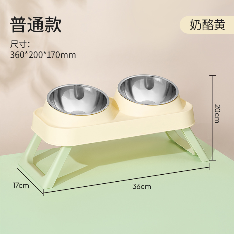 Personalizada mascota de acero inoxidable doble cuenco gato cuello de protección de doble cuenco anti-derrapante anti-derramamiento cuenco de mascota gato cuenco de perro