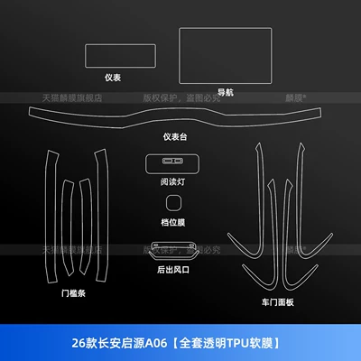 Car interior film Navigation Car Screen Protective Film, Central - 26-models-of-changan-qiyuan-a06-full-set-of-transparent-tpu-soft-film