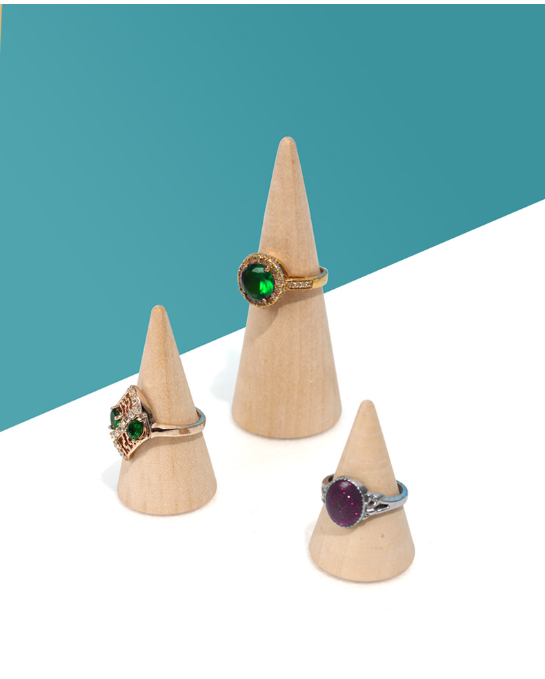 Simple Style Conical solid wood Ring stand Jewelry Rack