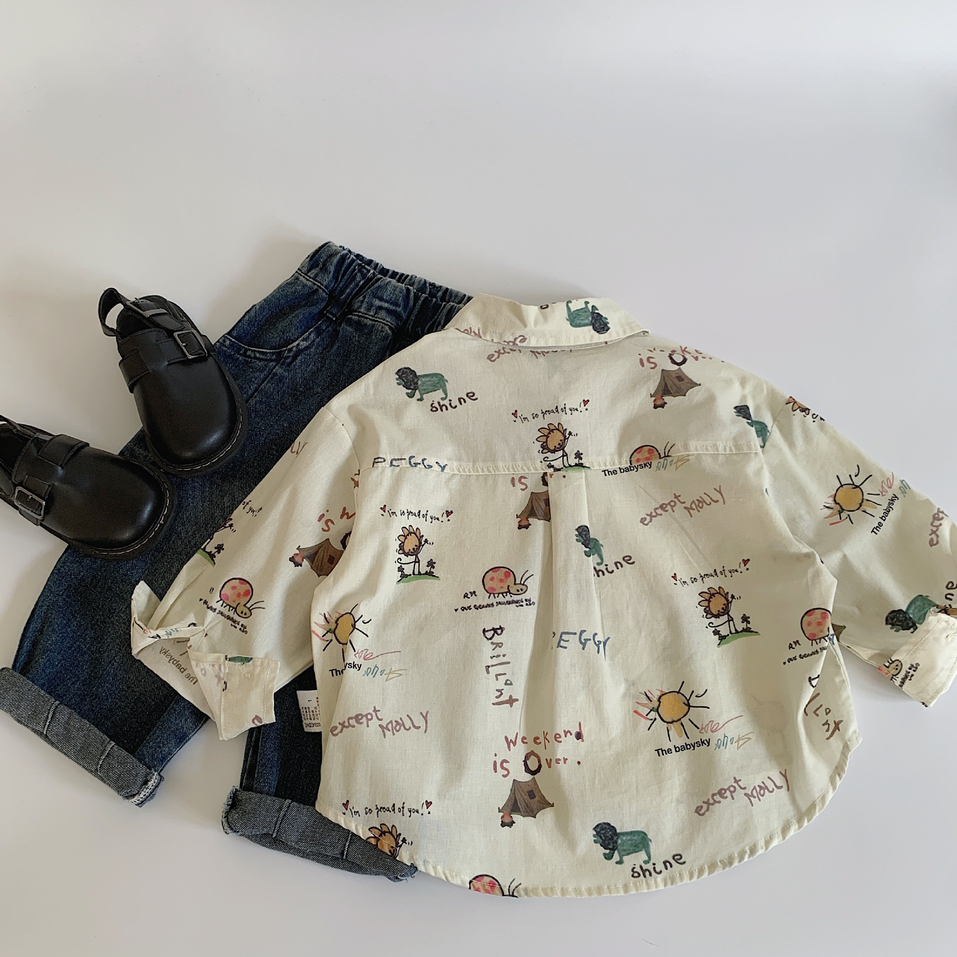 Camisas de niños Mai Bao 2025 primavera nuevo niño guapo y elegante niño con solapa camisa de algodón de manga larga