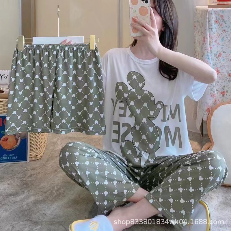Pijamas transfronterizos de leche de verano pantalones de manga corta tres piezas de dibujos animados lindos ropa de hogar de comercio exterior de labu