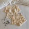 3080.2# cream yellow (with fixed chest pad) short sleeves + shorts