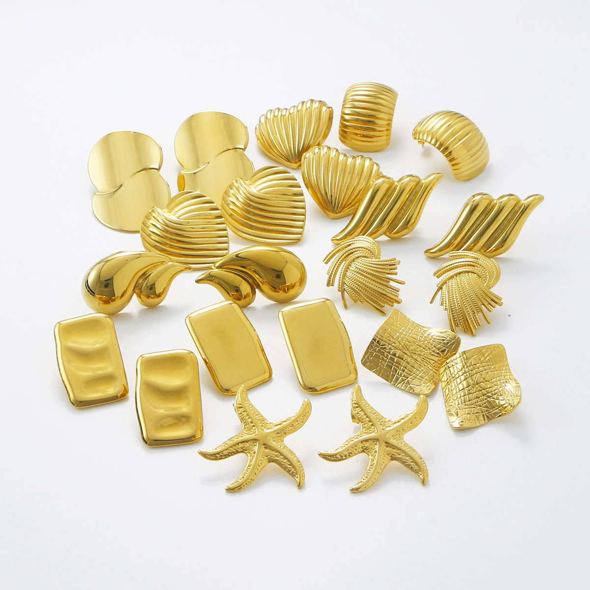 Серьги из нержавеющей стали трансграничные европейские и американские украшения 18K золотые серьги