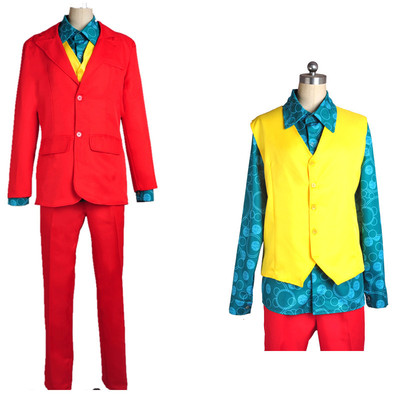 红色西服黄马甲joker杰昆菲尼克斯电影小丑服cosplay扮演服套装