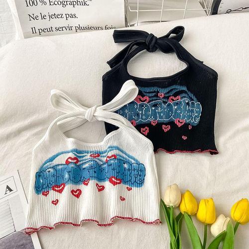  Summer Little Camisole Girls Summer Cute and Sweet Halter Neck Tube Top Bottoming Top 0056