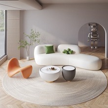 现代简约弧形布艺沙发美容院服装店接待休息区沙发椅客厅家用沙发