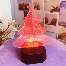 跨境可愛的心形聖誕樹3D藍牙音箱小夜燈 創意禮物USB台燈圖案