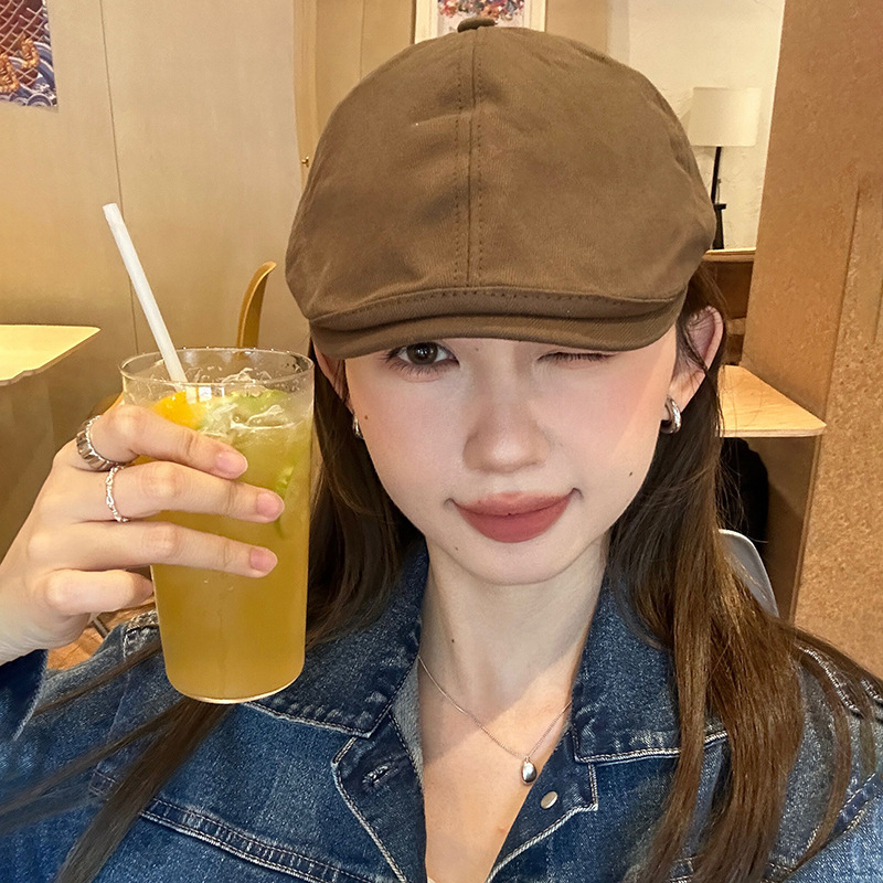 美ラード風復古前進帽女顕顔小鴨舌ベレー帽春秋新作新聞子供帽子小頭囲潮|undefined