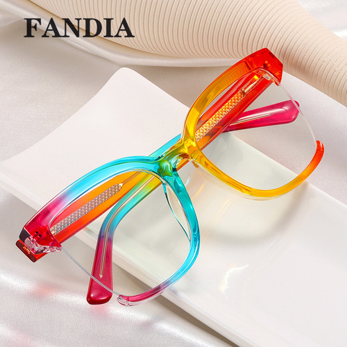 82038 Cross-border new fashion optical glasses color square frame glasses propionate CP insert women's anti-blue light glasses