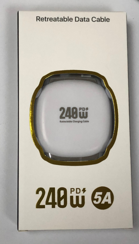 Cable de Carga Rápida Retráctil Doble Type-C 240W 1m de ABS, Carga Ultra Rápida, para Celular