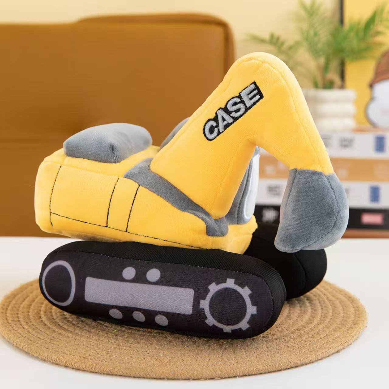 New Cartoon Creative Excavator Construction Vehicle Plush Pillow for Boys and Children, Soothing Doll, Stuffed Toy, Birthday Gift