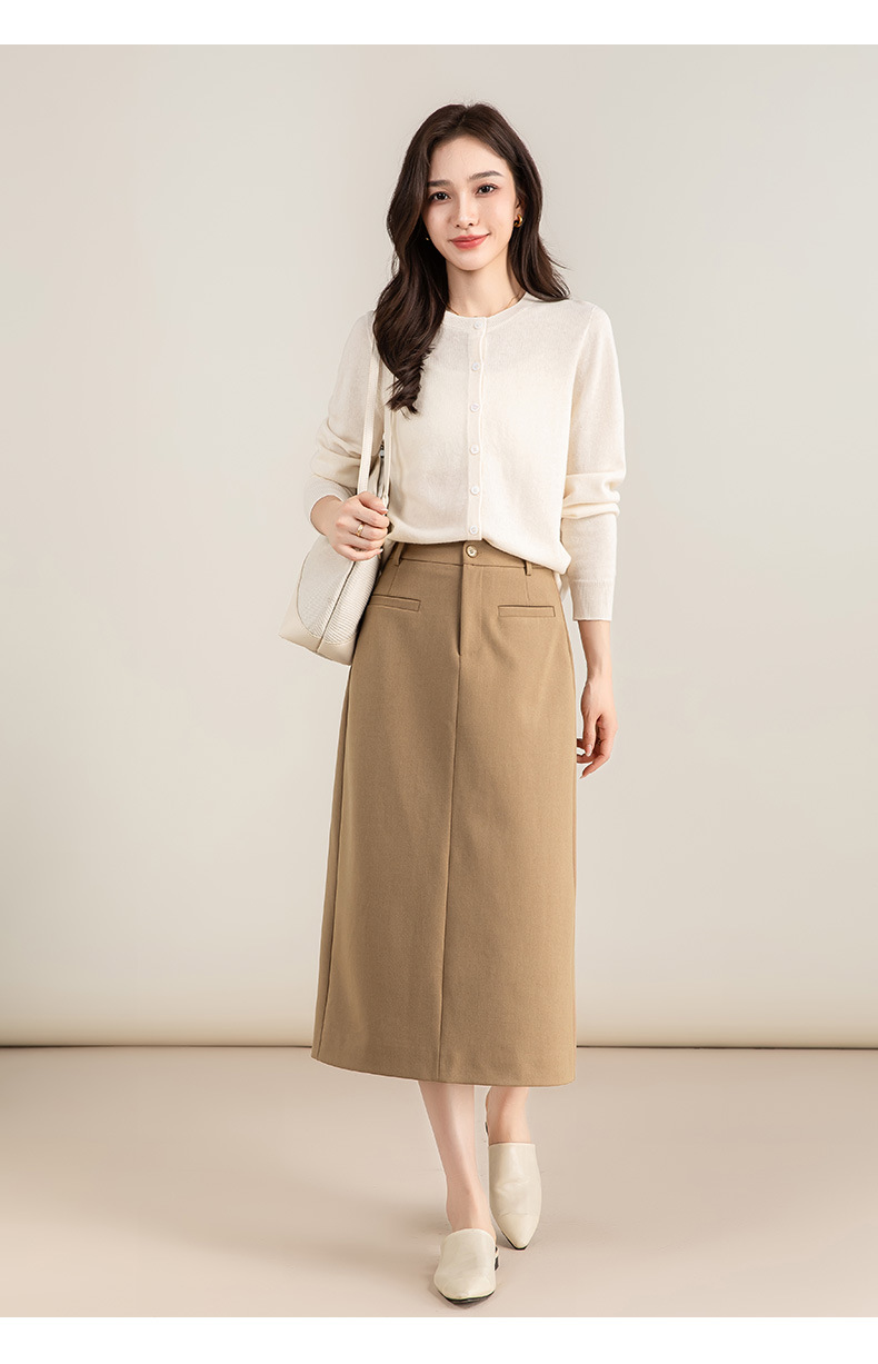 Chân váy midi xẻ tà dáng suông chất len Tencel xám đậm — Màu thẻ chi tiết 28