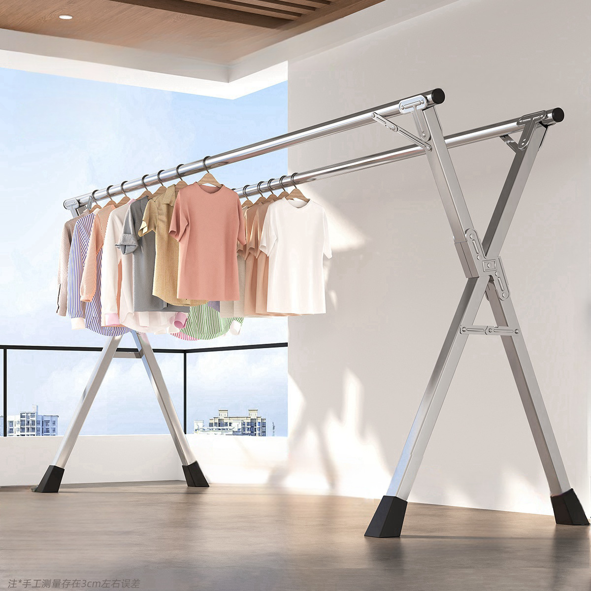 不锈钢晾衣架衣柜折叠落地室内外挂衣架免安装设计无需组装衣橱