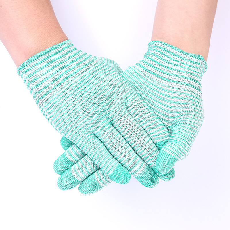 Factory supply 13 needle thin zebra pattern nylon gloves, multi-color dust-free nylon gloves, anti-static protective gloves
