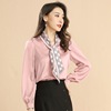 Baizi 2021 autumn new brand women's clothing niche design sense of foreign style top strap Satin Long Sleeve Shirt women