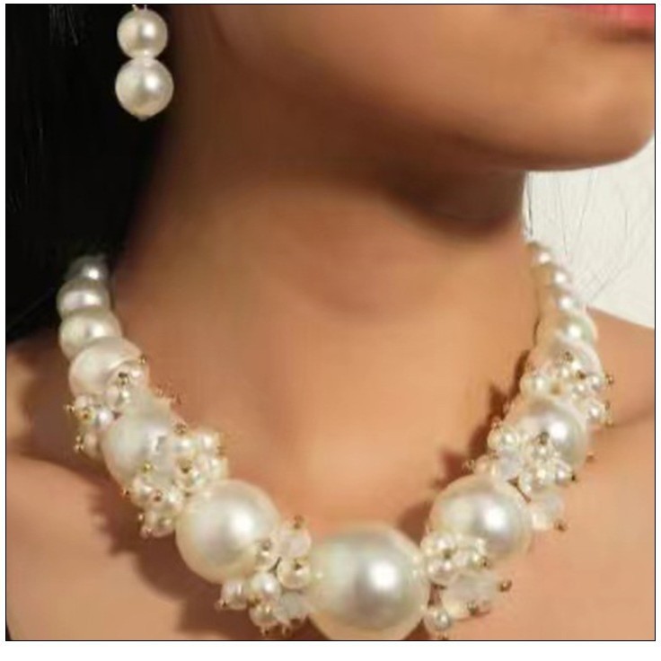 Collana a catena con perle barocche per sposa e moda_voghion.com