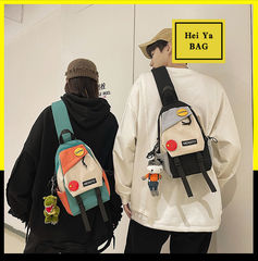 Chest bag men's crossbody bag shoulder bag casual Japanese student small shoulder bag personalized shoulder bag lightweight men's small backpack