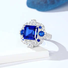 厂家定制宝石戒指手饰饰品 时尚首饰蓝宝石镀金戒指饰品 按需制作
