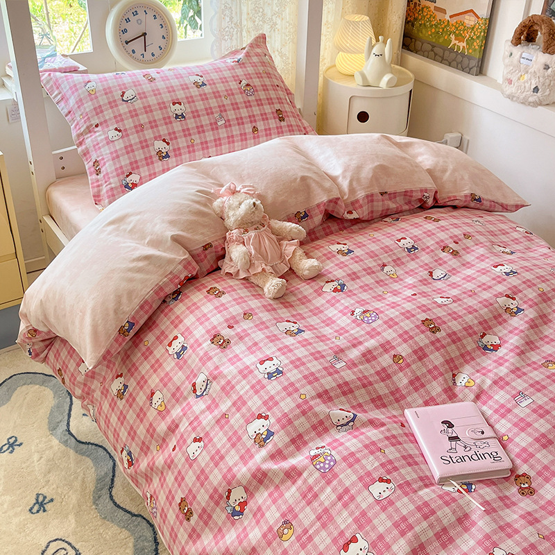 Juego de cama de dormitorio de estudiantes universitarios de tres piezas de algodón puro 2025 nueva ropa de cama con funda de edredón individual