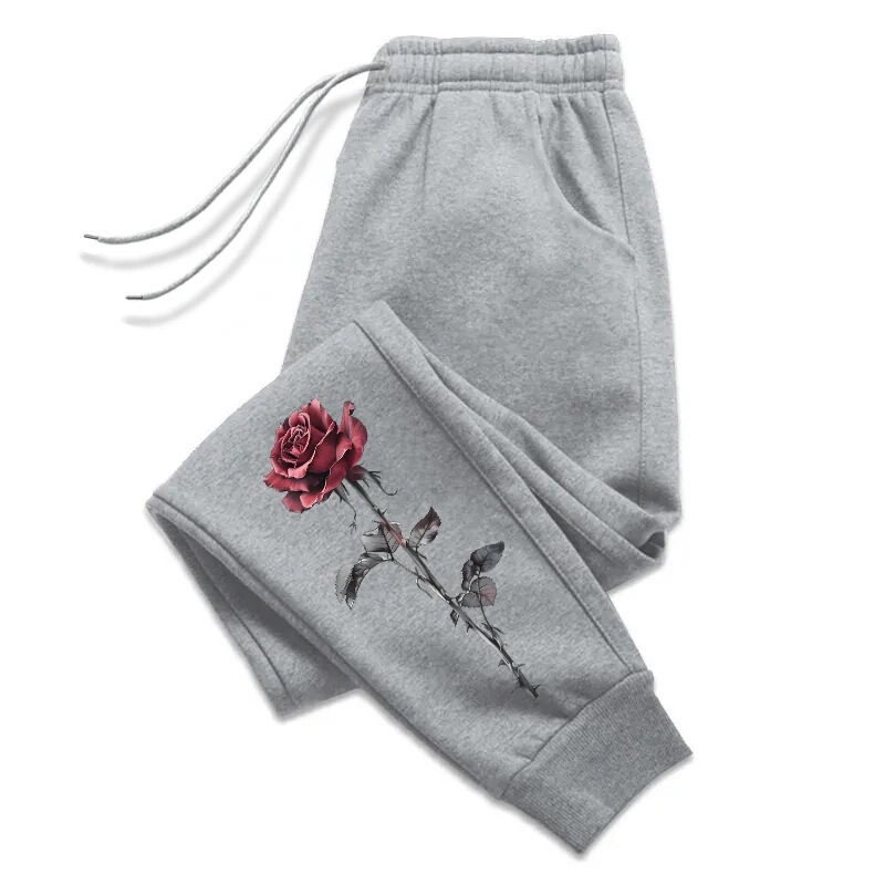 Rose Print Women's Pants, High-Quality Drawstring Soft Jogging Pants, Suitable for All Seasons, Daily Casual Wear, Multifunctional Sports Rose Print Women's Pants, High-Quality Drawstring Soft Jogging Pants, Suitable for All Seasons, Daily Casual Wear, Multifunctional Sports