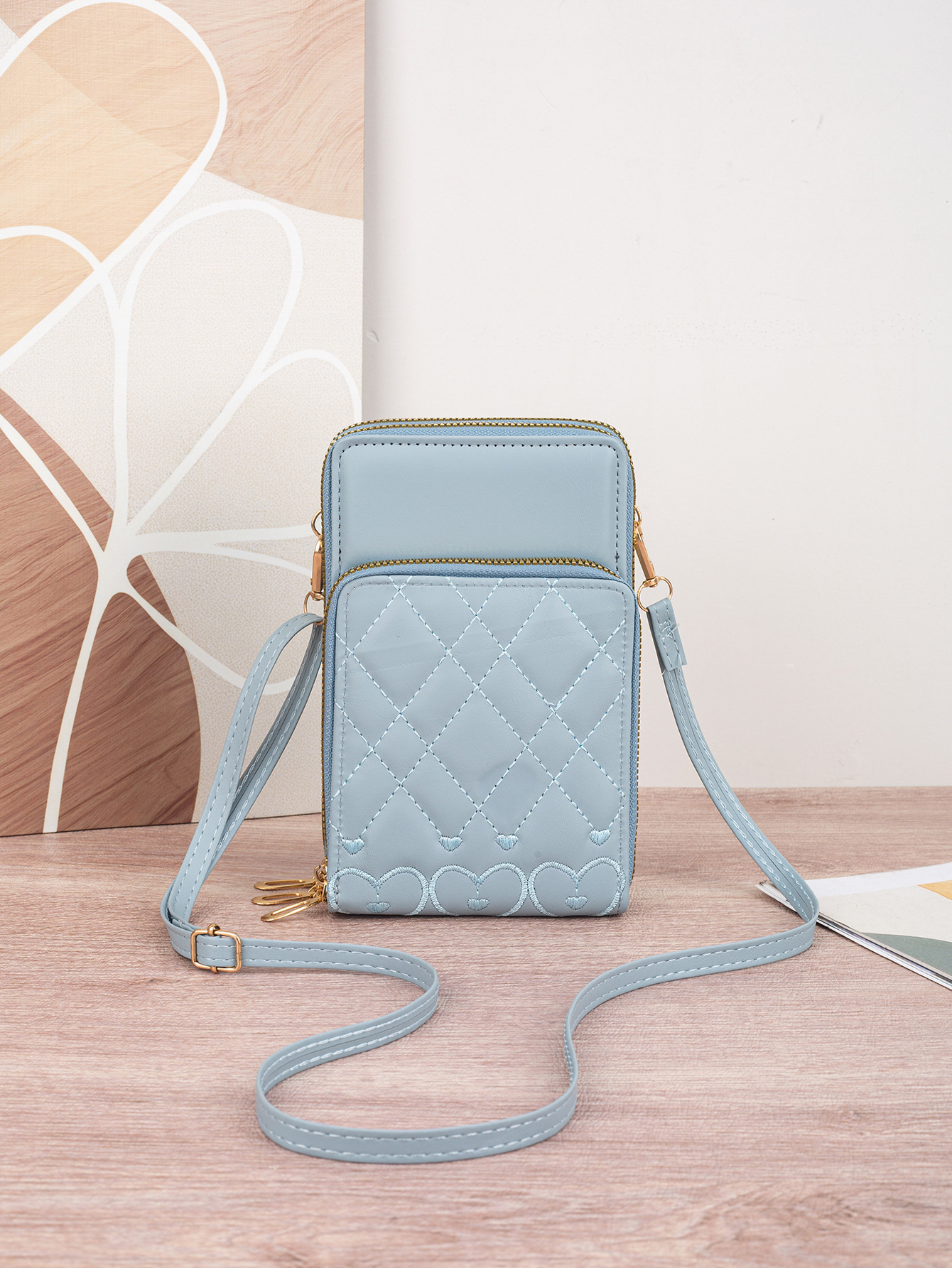 2025 nuevo bolso de teléfono móvil lindo moda multifuncional un hombro mochila tres cremallera bordado mariposa impresión bolso de mujer