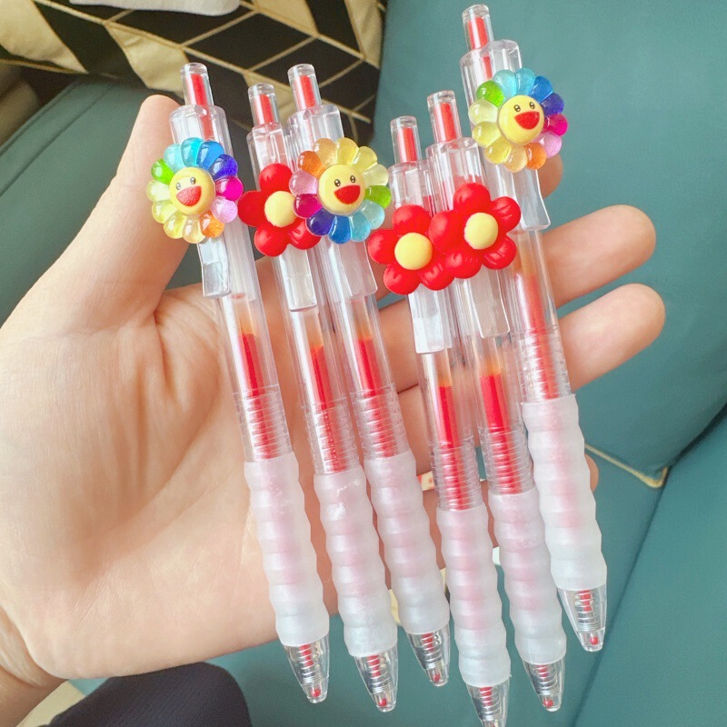 作业神器小红花红笔0.5速干教师批改用纠错学生ST按动红色中性笔|undefined