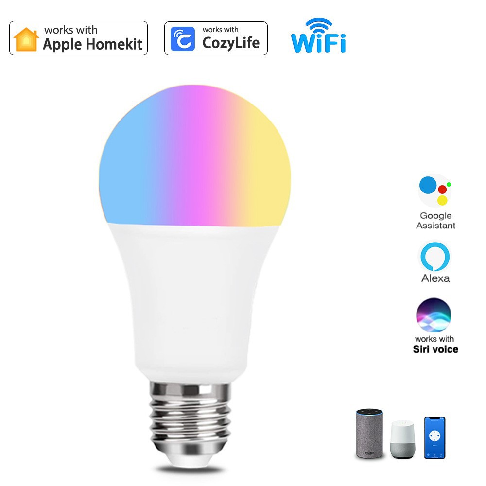 HomeKit RGB调光变色智能WiFi灯泡手机远程APP语音控制智能灯泡