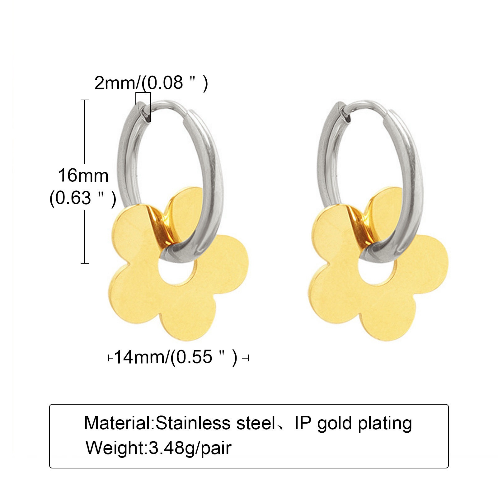 1 Pair Simple Style Flower Plating Stainless Steel Earrings display picture 1